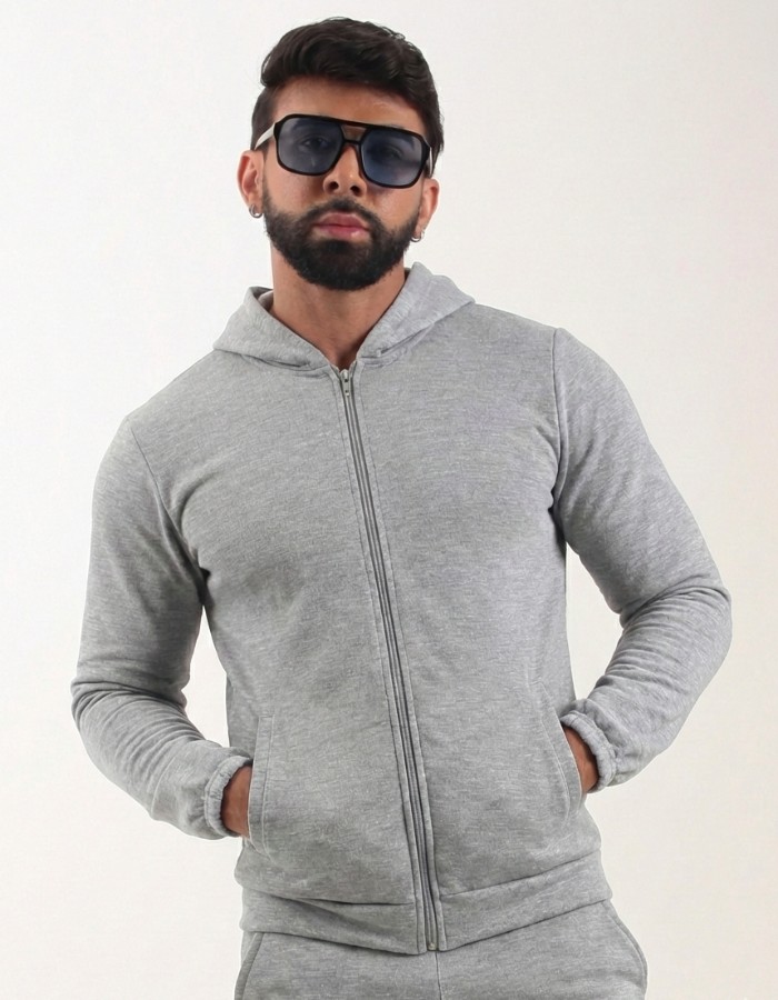 Casaco Moletom com Zíper e Bolsos