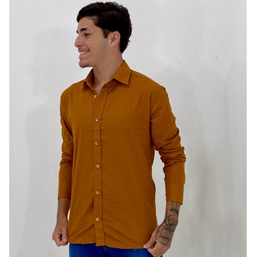 CAMISA MANGA LONGA LINHO GOLA TRADICIONAL