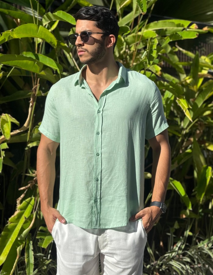 LINHO ITALIANO REGULAR FIT VERDE ÁGUA