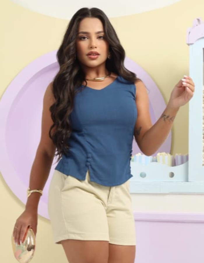 BLUSA REGATA EM VISCOLINHO C/ ELASTANO 