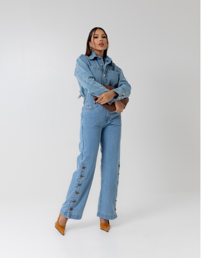 CALÇA WIDE LEG 100% ALGODÃO