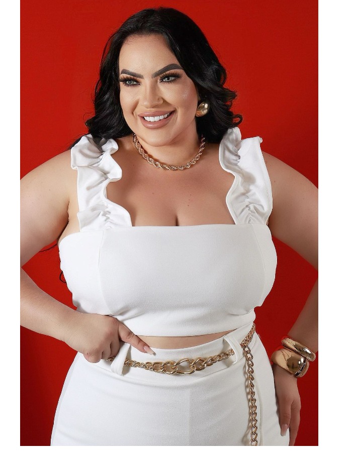 Cropped alça babadinho 