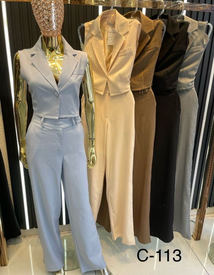 CONJUNTO COLETE TECIDO MARANTE 