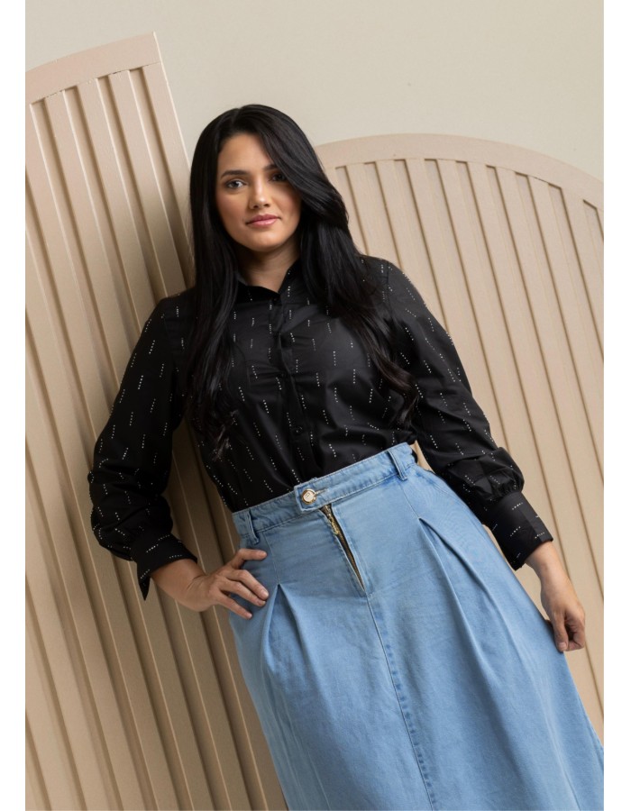 BLUSA MANGA LONGA COM BRILHO