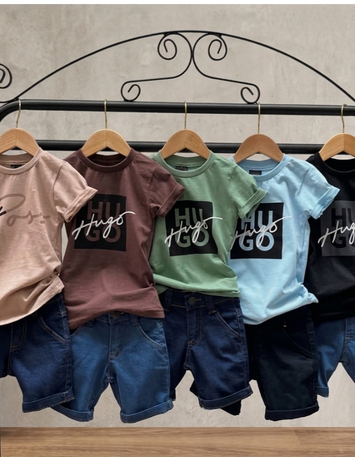 CONJUNTO HUGO BOSS COM SHORT JEANS