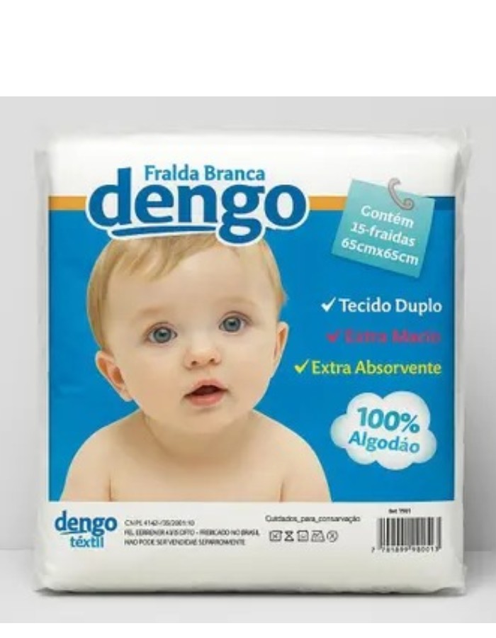 FRALDA DENGO LUXO LISA 70X70CM COM 15 UNIDADES