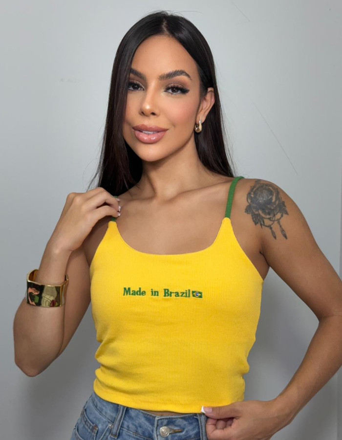 BRASIL - CROPPED ALCINHA AMARELO