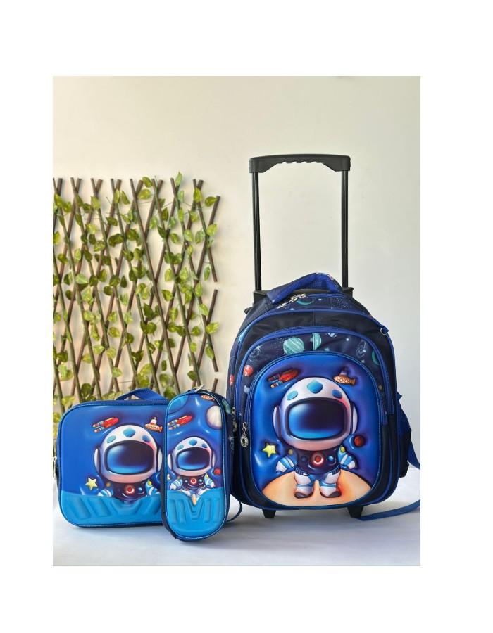 Kit Mochila escolar com carrinho