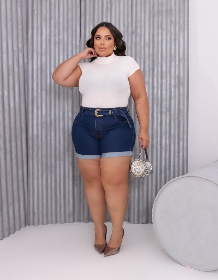 SHORT COM CINTO E LYCRA PLUS