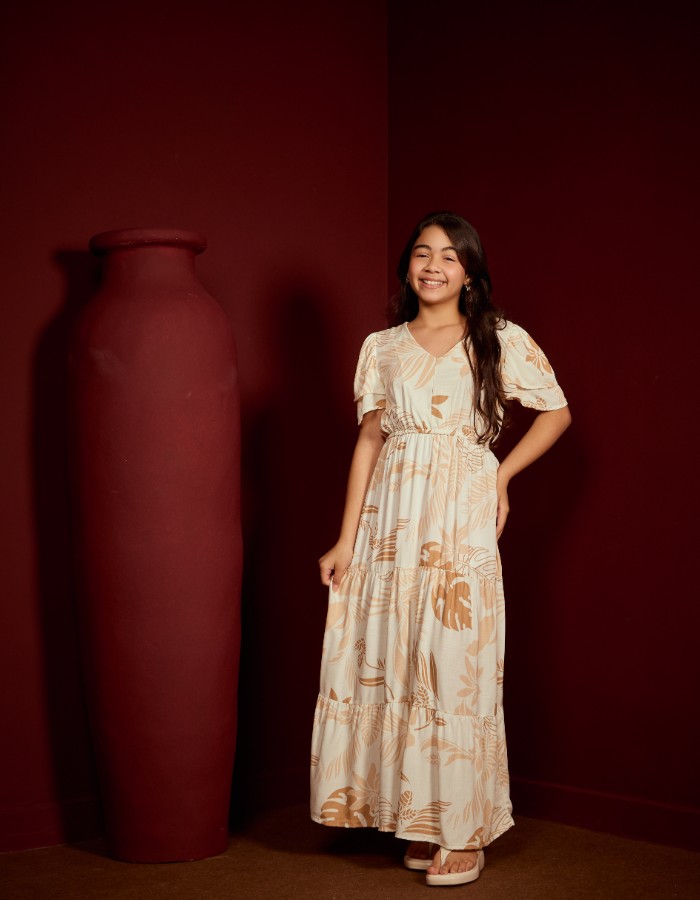 VESTIDO LONGO COM DUAS MANGAS (TEC.VISCOLINHO)