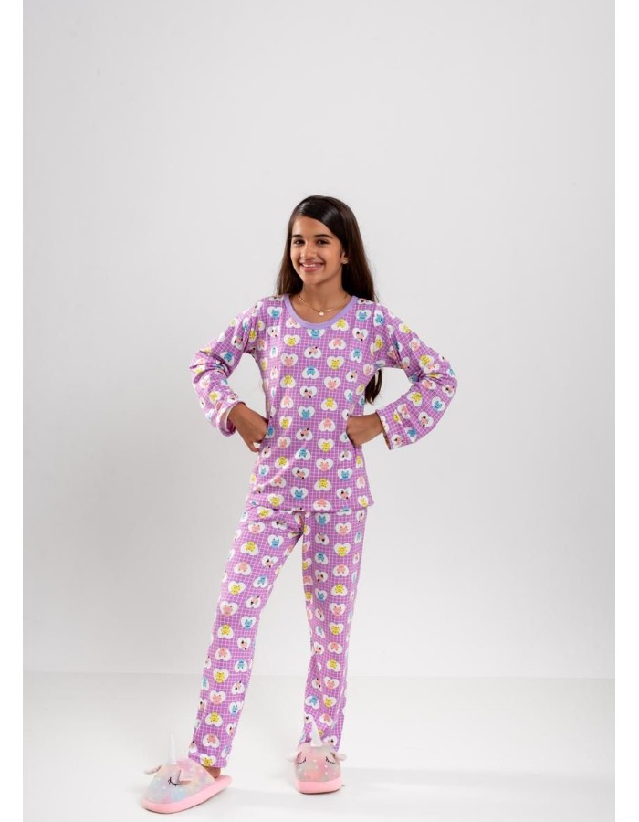 Pigama estampado manga longa feminino 
