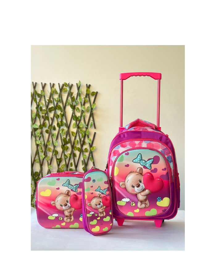 Kit Mochila escolar com carrinho