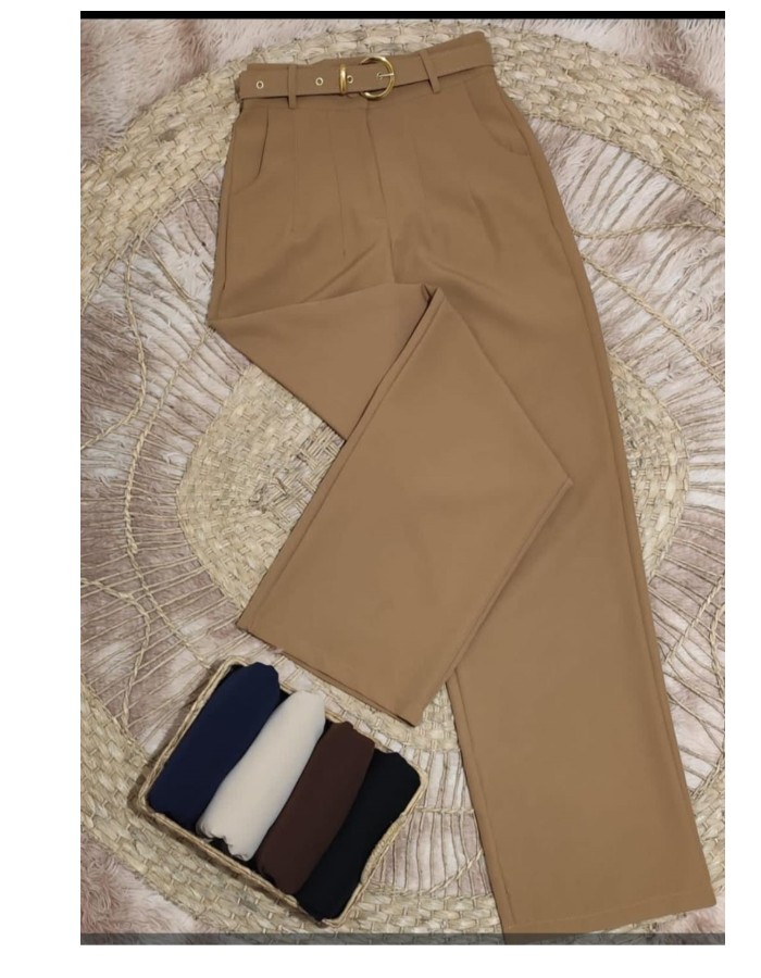 CALÇA PANTALONA TECIDO ALFAIATARIA C/ CINTO COR DA PEÇA