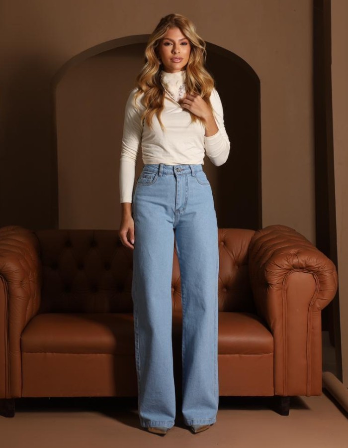 CALÇA WIDE LEG 100%