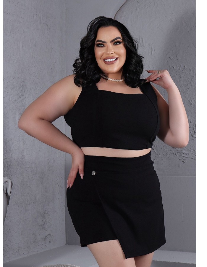 Conjunto cropped + short saia