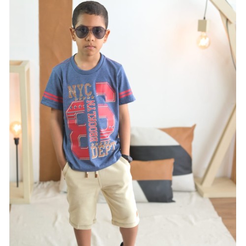 Camisa estampada azul mescla NYC 83