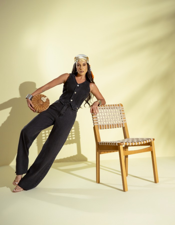 CALÇA FEM. WIDE LEG BLACK