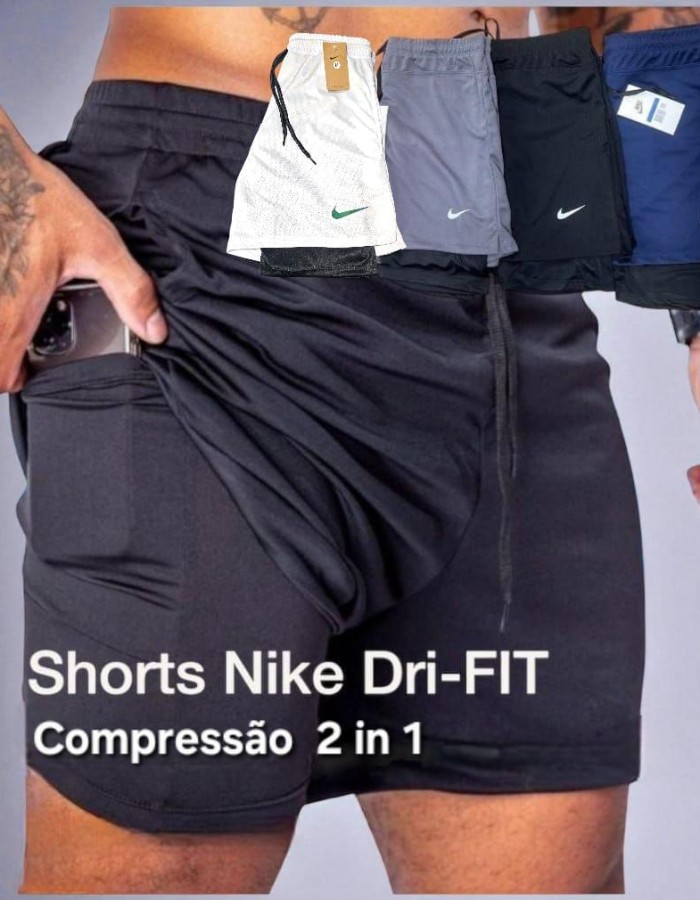 Shorts masculino duplo drayfit coméia