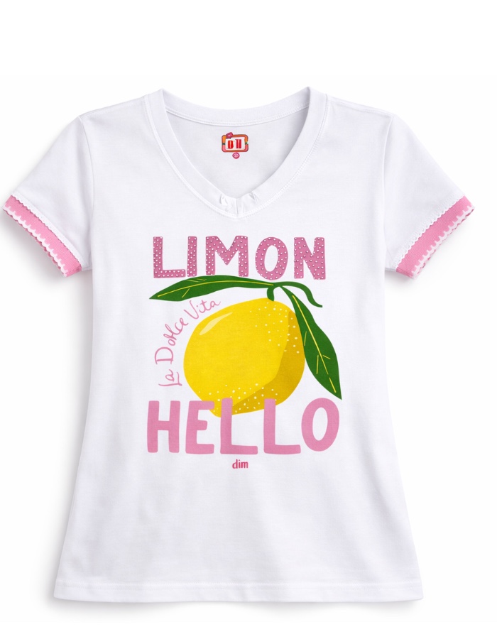 T-SHIRT DE PUNHO LIMON HELLO