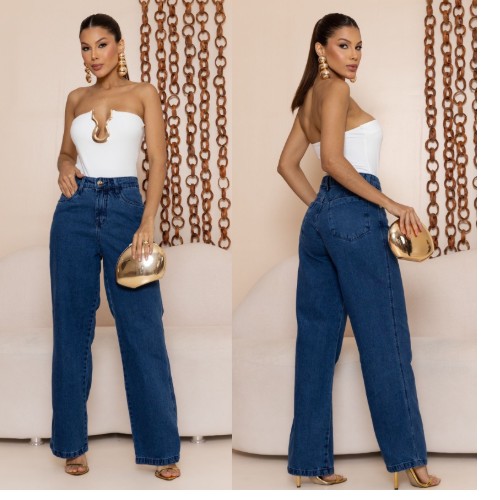 CALÇA FEM. WID LEG 100% ALGODÃO