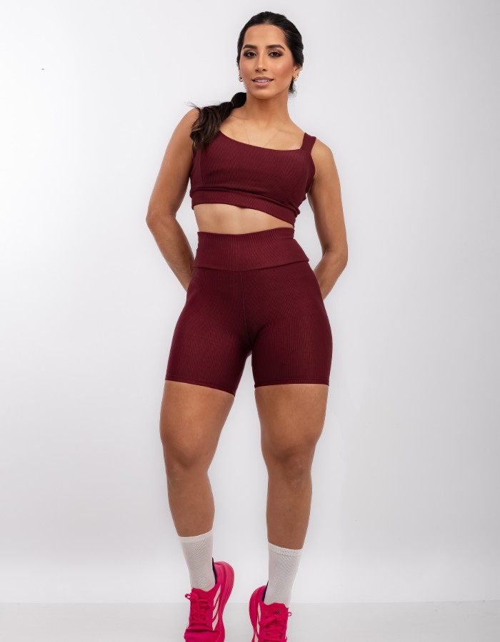 CONJUNTO SHORT JACQUARD WAVE COM TOP DE ALÇA LARGA