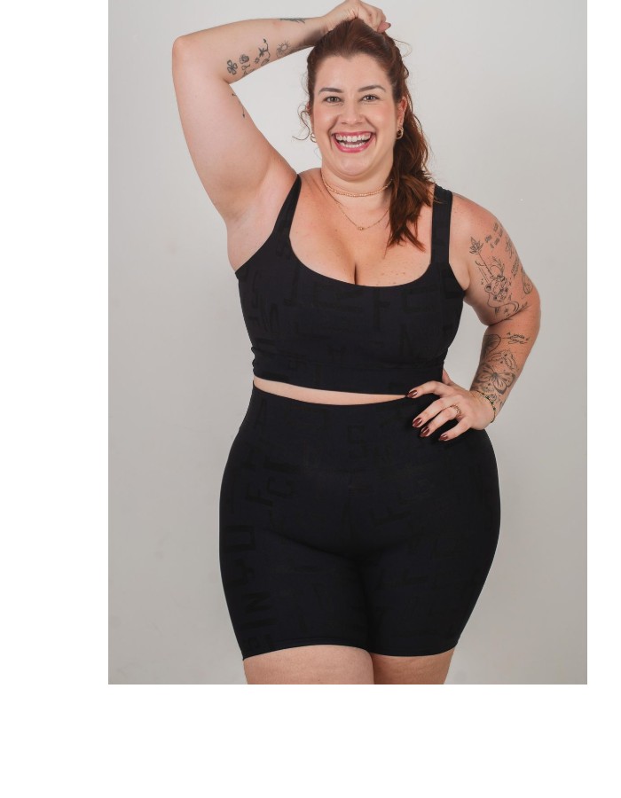 CONJ.SHORT POLIAMIDA SEM CADARÇO COM TOP DE ALÇA LARGA