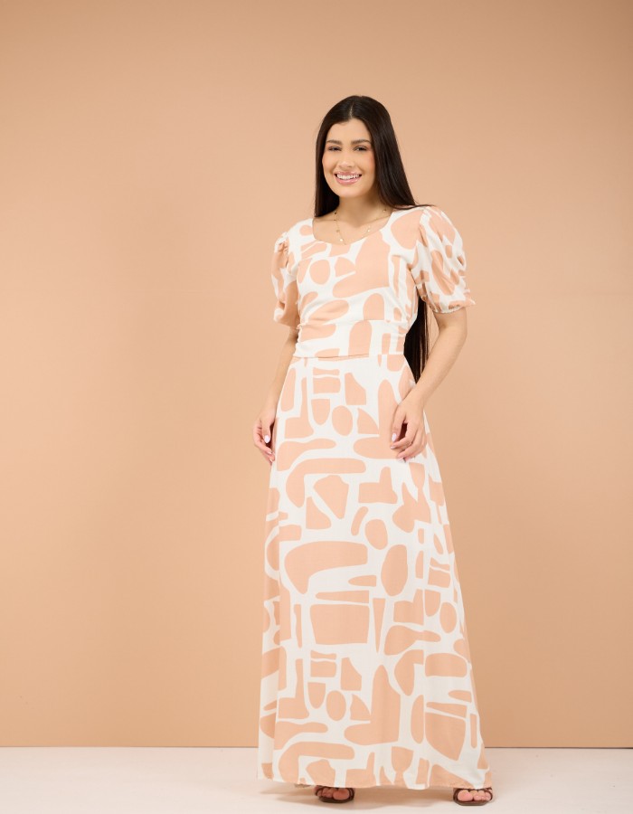 VESTIDO LONGO SAIA GODÊ( TEC. VISCOLINHO )