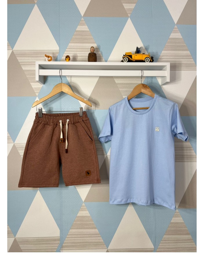 CONJUNTO JUVENIL SHORT MOLETOM E CAMISA MALHA MENEGOTTI