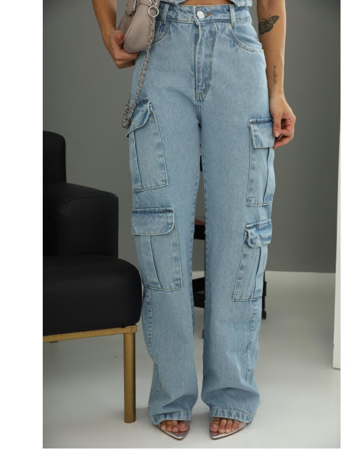 CALÇA WIND LEG CARGO CLARO