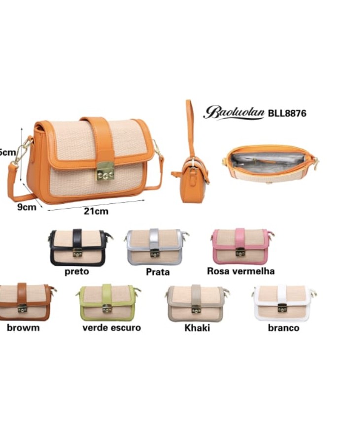 BOLSA DE PALHA COM COURO SITETICO