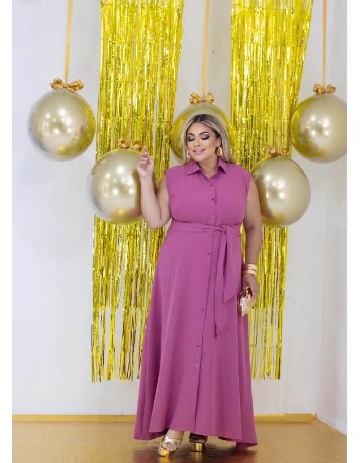 Vestido plus dizer de botão
