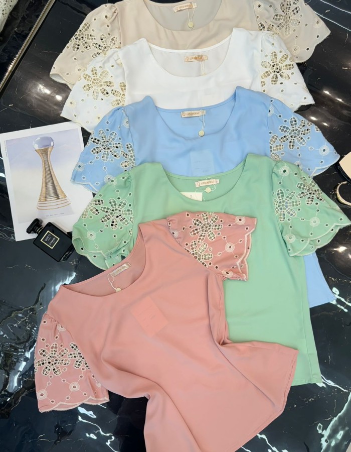 BLUSA TECIDO CREPE SEDA C/ DETALHE NA MANGA