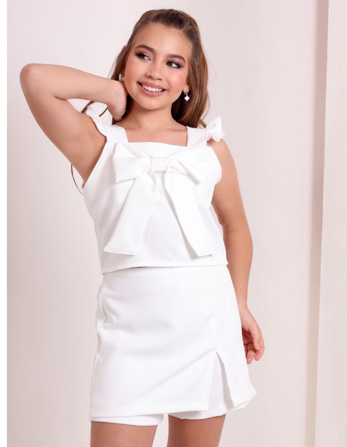 A CONJ SHORT E CROOPED COM LAÇO GRANDE