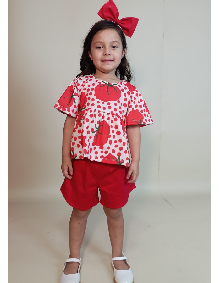 Conjunto Helena tomate confort malha Marisol algodão