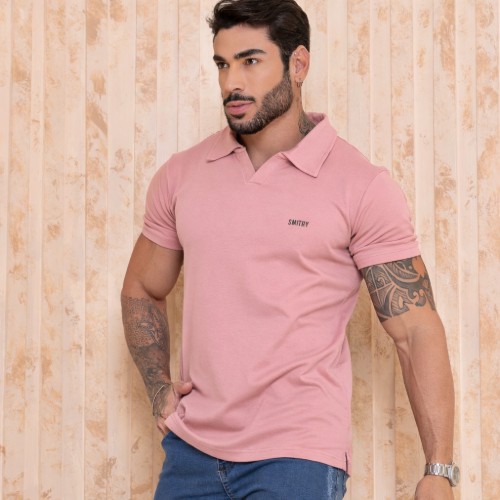 Camisa polo v suedine