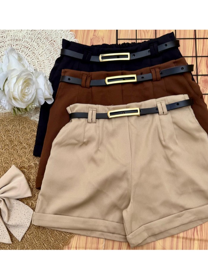 JUVENIL - SHORT COM CINTO ALFAIATARIA