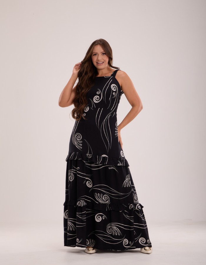 VESTIDO LONGO LASTEX NAS COSTAS (TEC. VISCOLINHO)