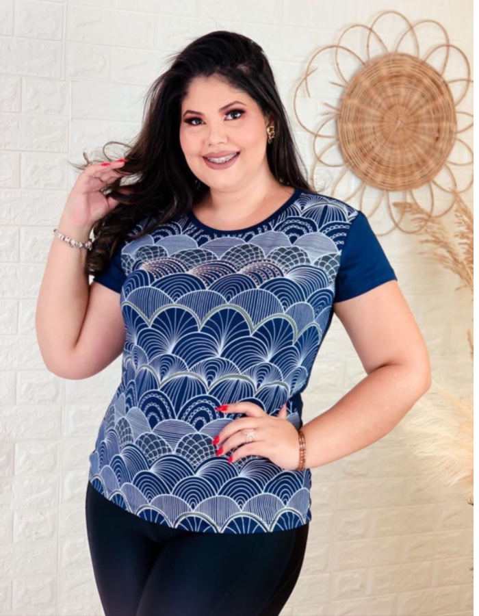 Blusa fio torcido estampada com manga 