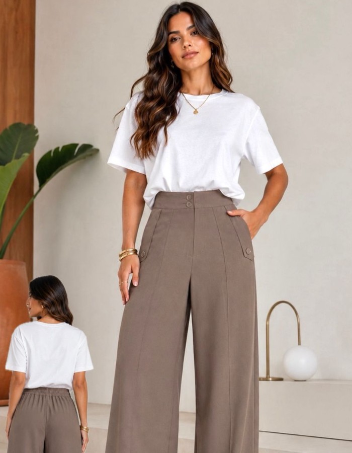 Calça Pantalona Elástico 