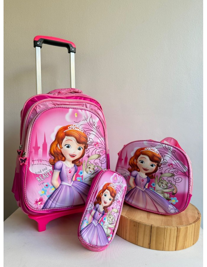 Kit Mochila escolar com carrinho