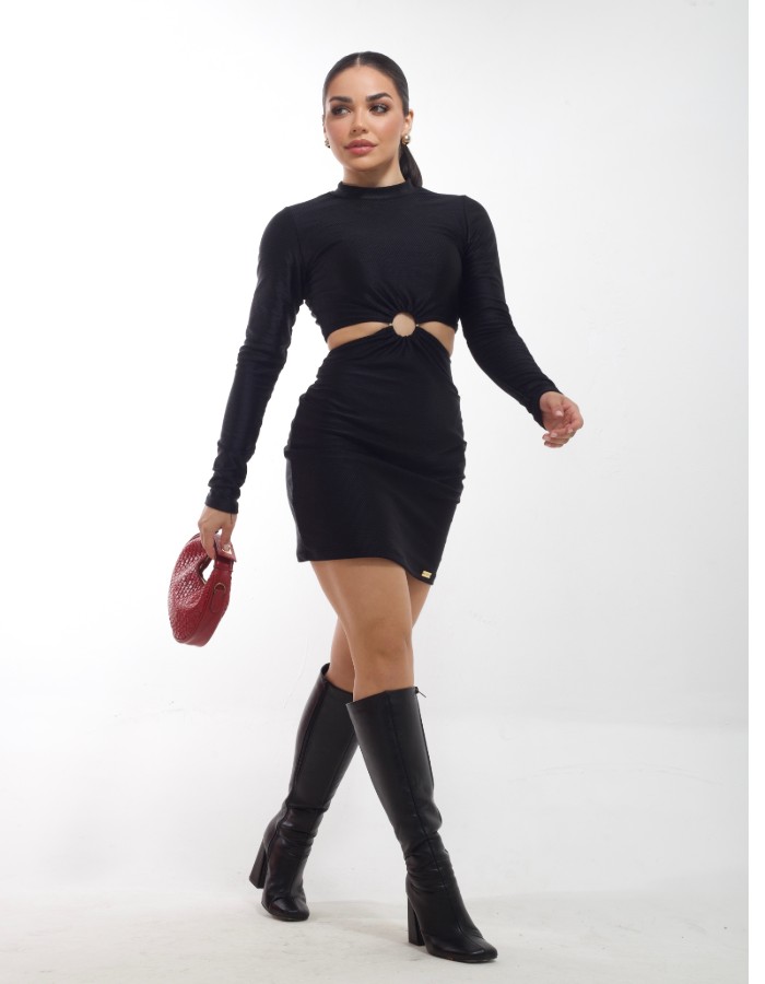 VESTIDO MALHA ROSSETI DE MANGA LONGA