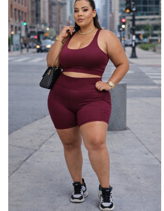 CONJUNTO DE SHORT PLUS COM BOLSO