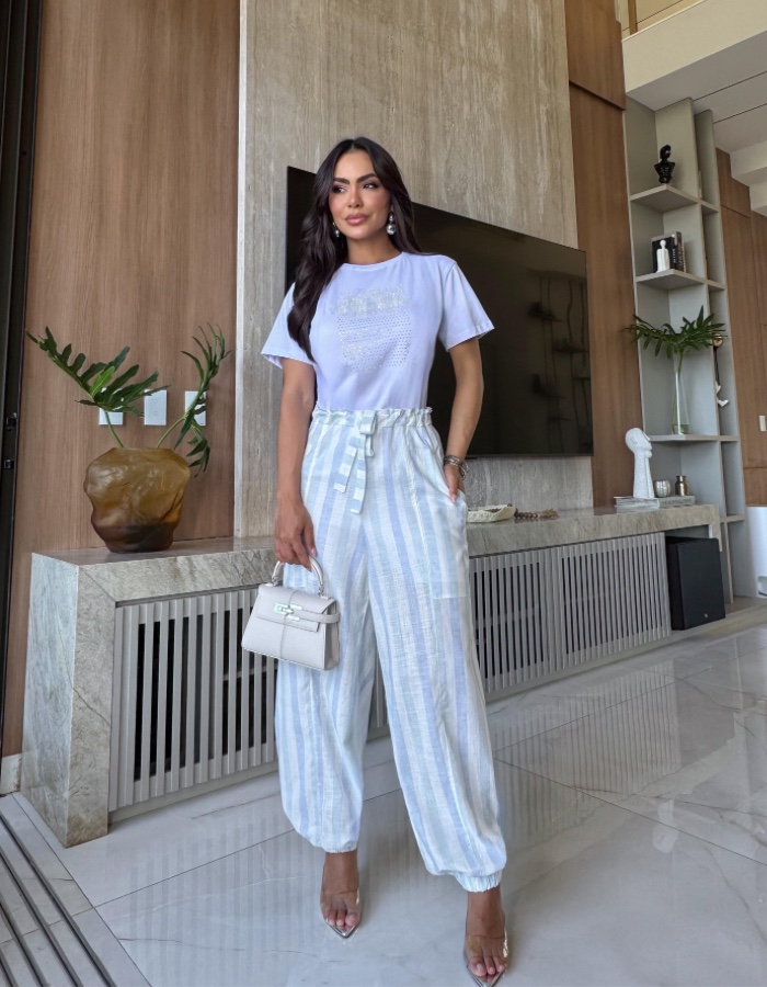 CONJUNTO TEE E CALÇA LISTRAS