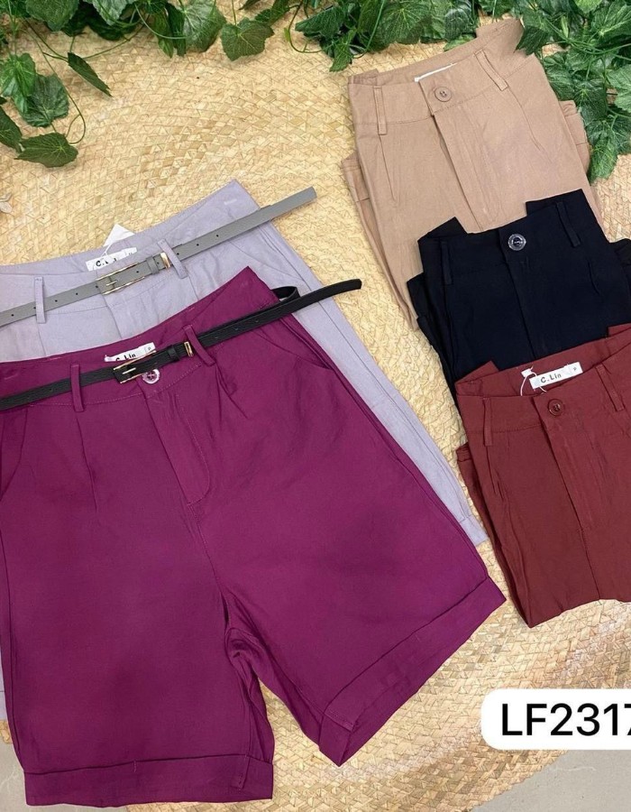 BERMUDA TECIDO MARANTE COM CINTO 