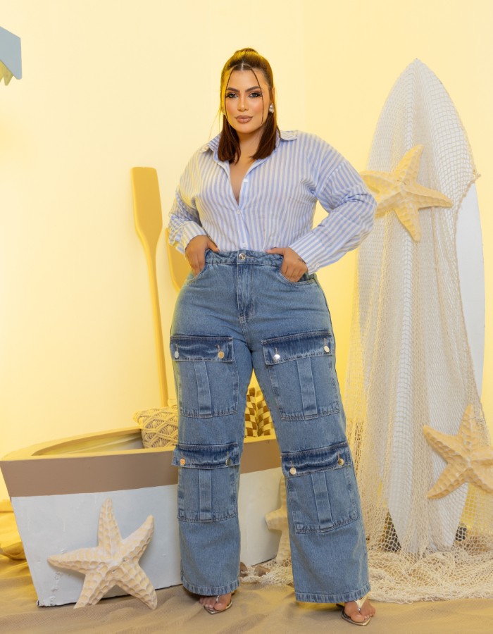 CALÇA PLUS CARGO 100%