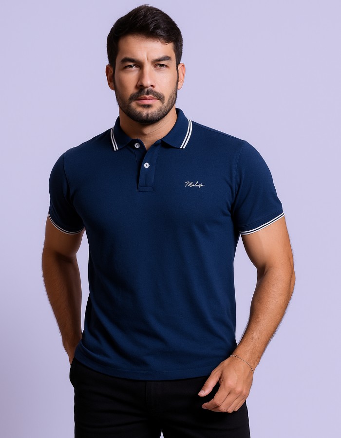 POLO BÁSICA C/ PUNHO ADULTO