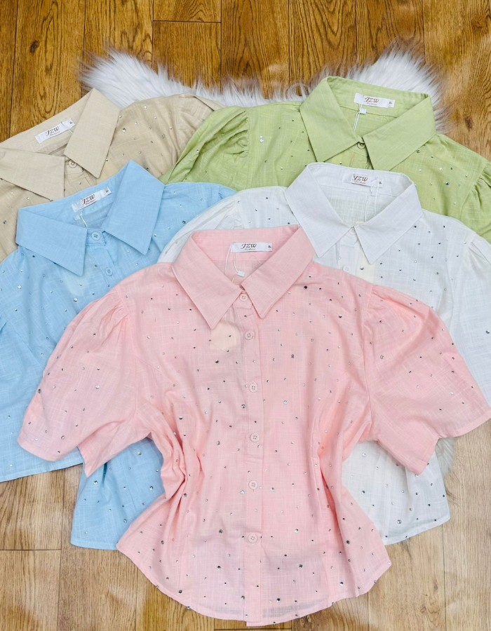 BLUSA LINHO COM BRILHOS