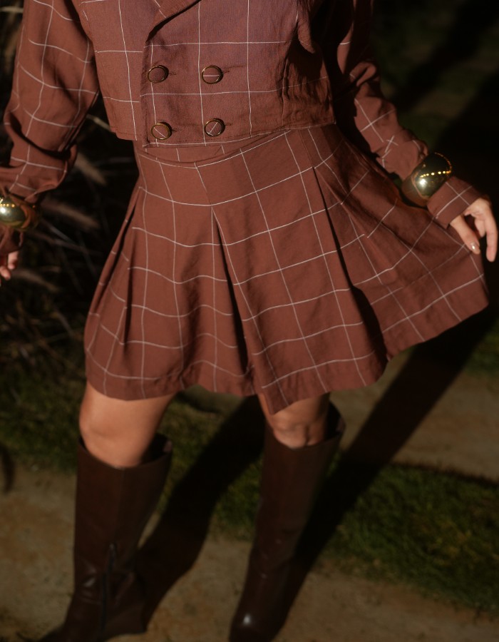 Short saia marrant xadrez 