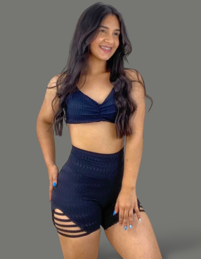 Conjunto de short tiras do lado (solicite cores) 