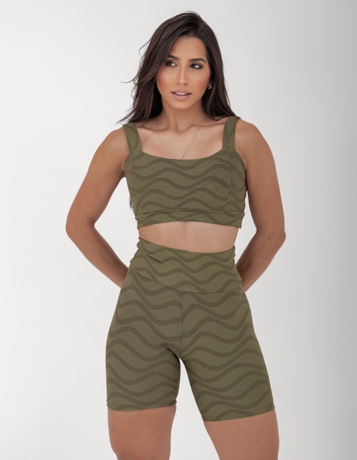 CONJUNTO SHORT JAQUARD CORAL COM TOP DE ALÇA LARGA